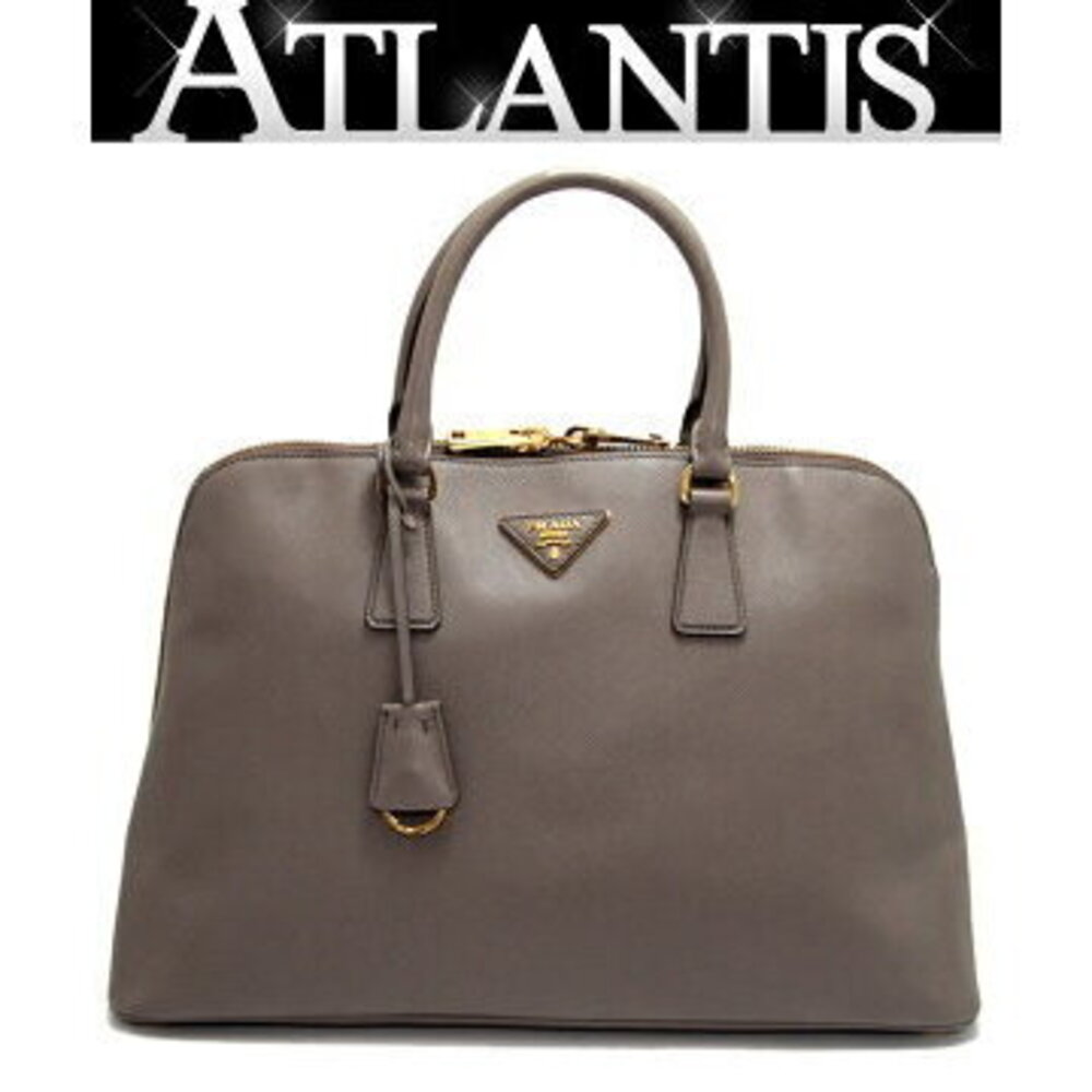 Prada handbag logo gray triangle leather Saffiano - Picture 2 of 6